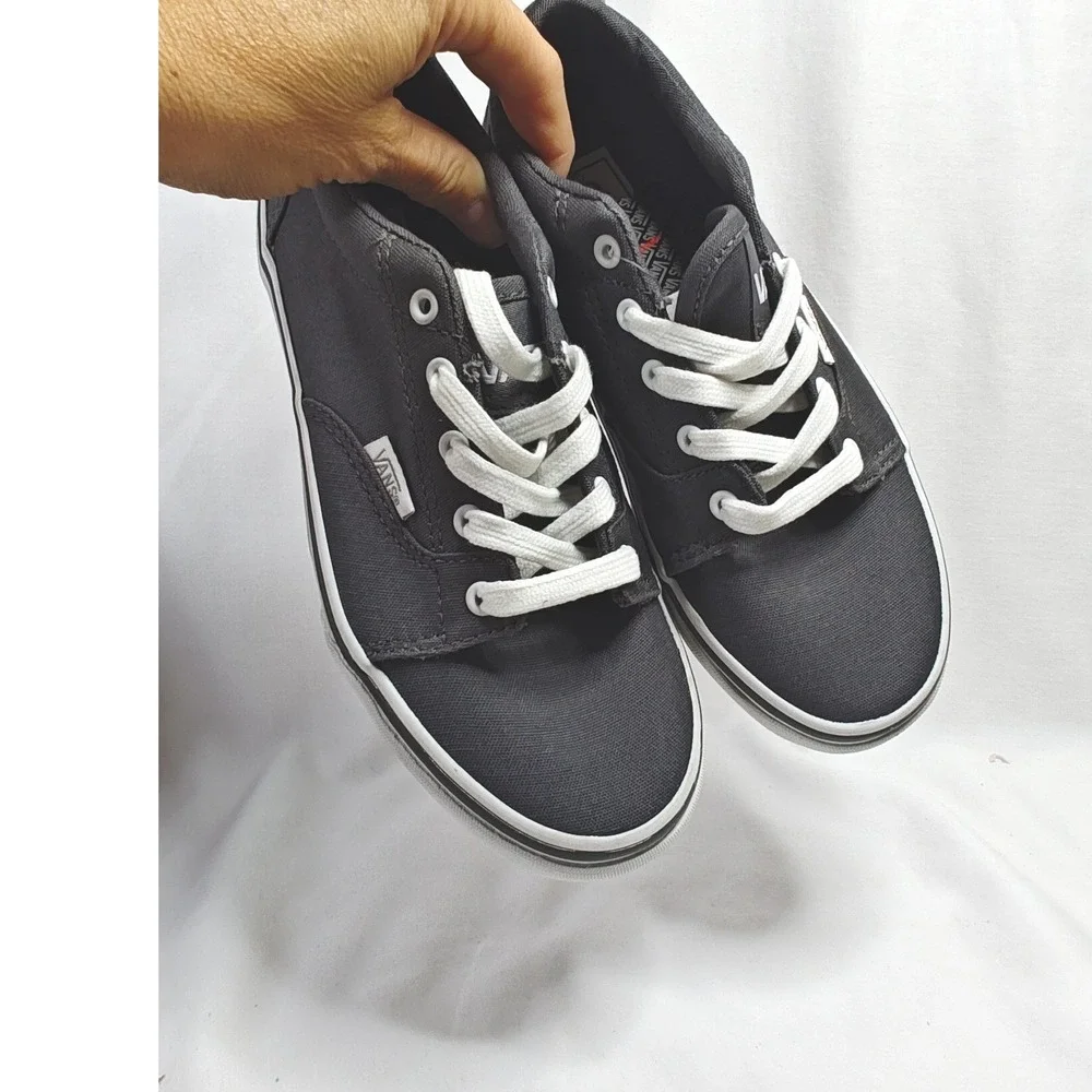 Vans Kress Sneakers Grey White Canvas Lace Up Youth Size 1 New Unisex